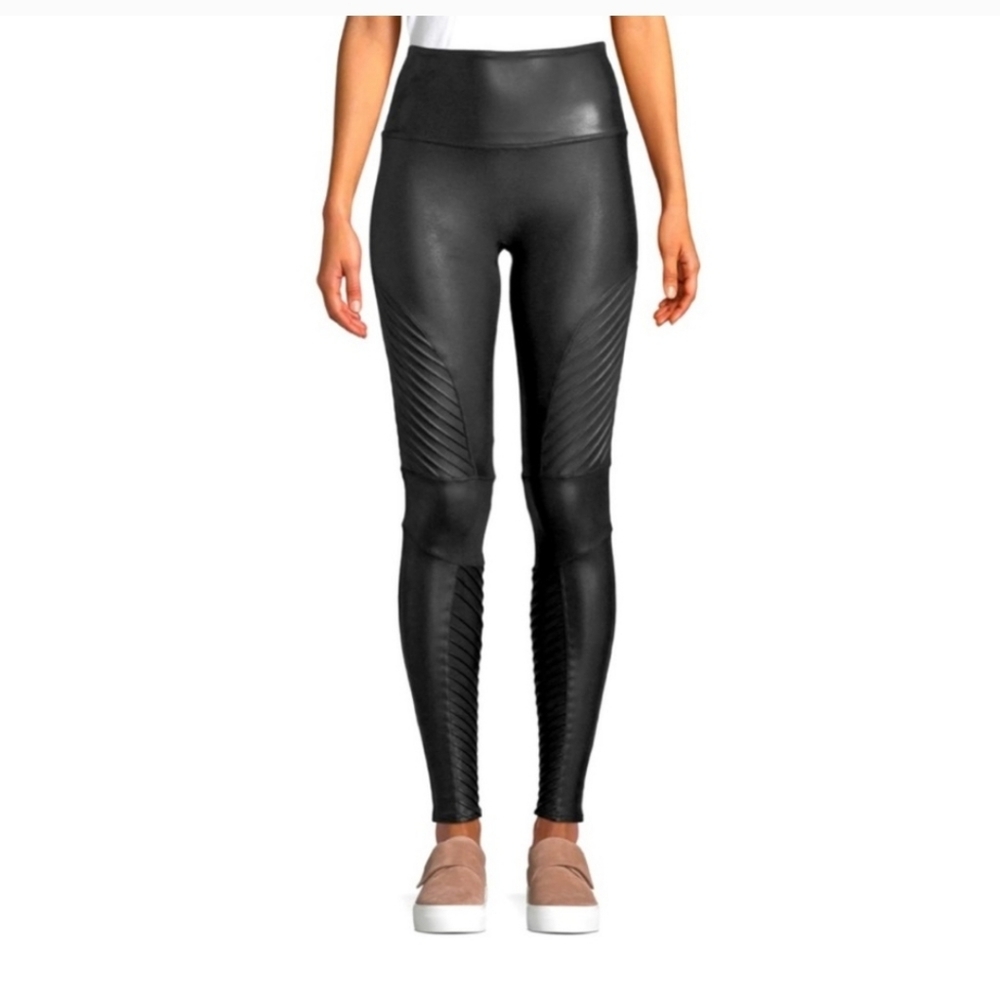 Spanx Black Faux Leather Motto Leggings Size S